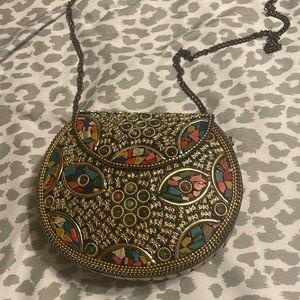 metal purse with real gemstones
